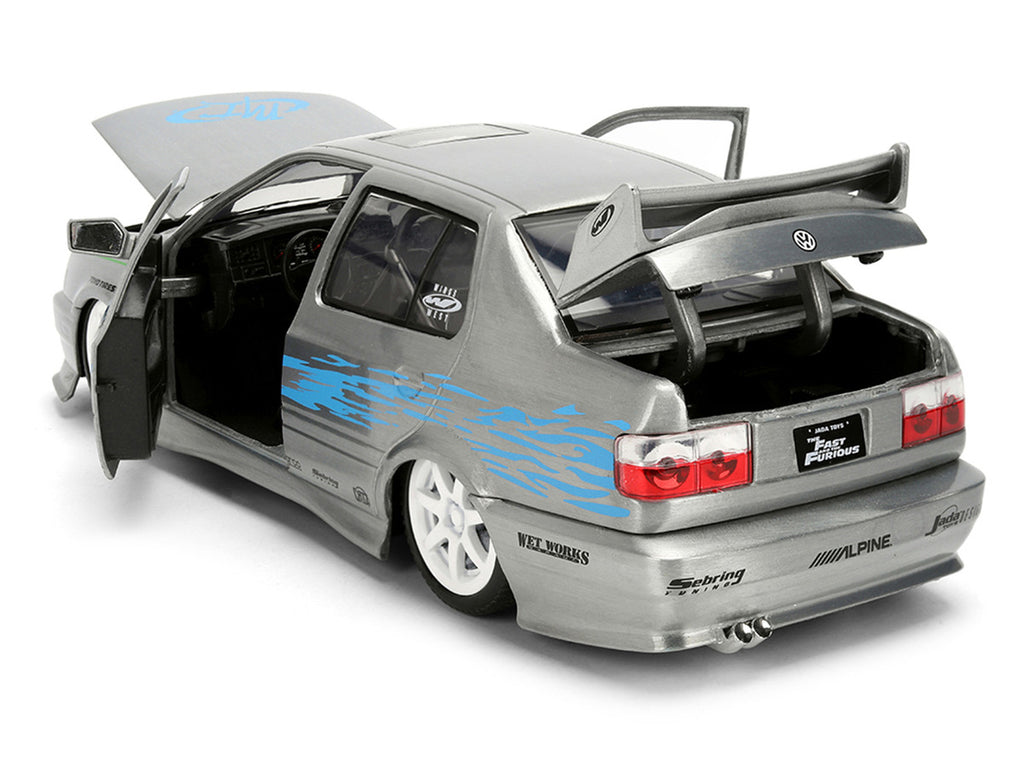 Volkswagen Jetta Raw Metal Color Brush Finish "The Fast and the Furious" (2001) Movie "25 Years of Fast & Furious" Series 1/24 Diecast Model Car by Jada-3