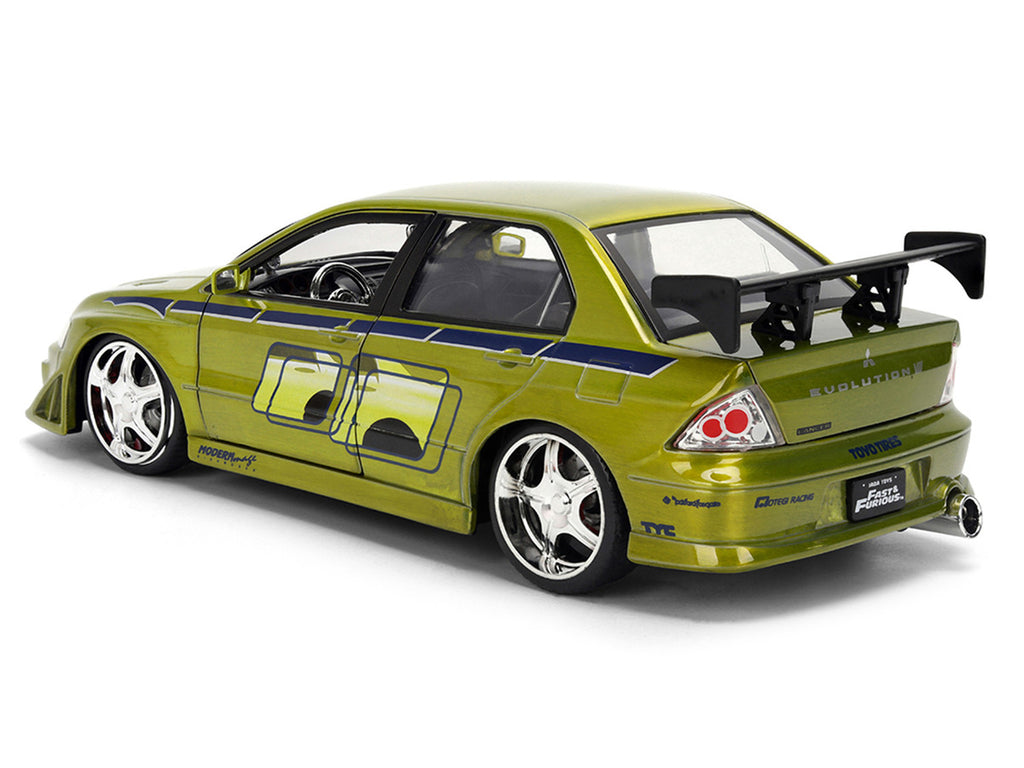 Brian's Mitsubishi Lancer Evolution VII Green Color Brush Finish "2 Fast 2 Furious" (2003) Movie "25 Years of Fast & Furious" Series1/24 Diecast Model Car by Jada-4