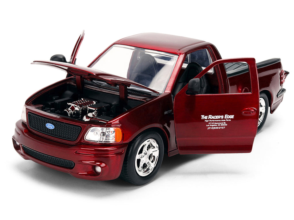 Ford F-150 SVT Lightning Pickup Truck Red Color Brush Finish "The Fast and the Furious" (2001) Movie "25 Years of Fast & Furious" Series 1/24 Diecast Model Car by Jada-1