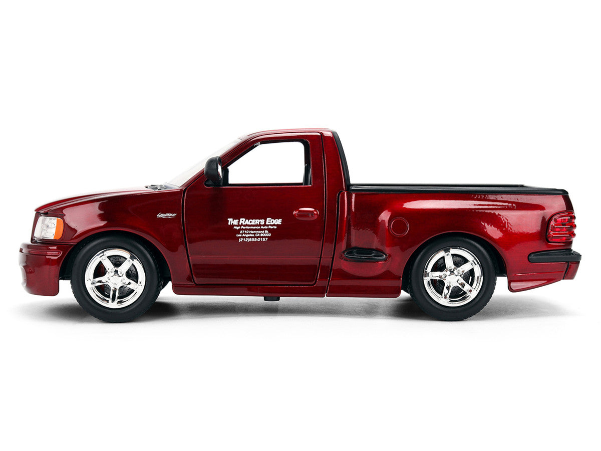 Ford F-150 SVT Lightning Pickup Truck Red Color Brush Finish "The Fast and the Furious" (2001) Movie "25 Years of Fast & Furious" Series 1/24 Diecast Model Car by Jada-2