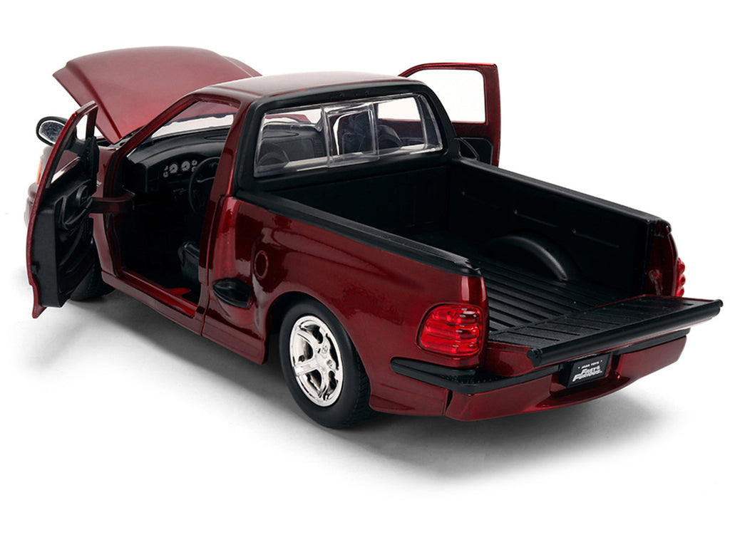 Ford F-150 SVT Lightning Pickup Truck Red Color Brush Finish "The Fast and the Furious" (2001) Movie "25 Years of Fast & Furious" Series 1/24 Diecast Model Car by Jada-3