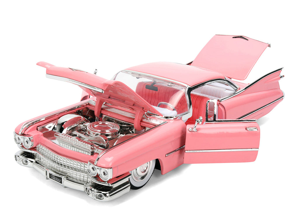1959 Cadillac Coupe DeVille Pink with Pink and White Interior "Showroom Floor" Series 1/24 Diecast Model Car by Jada-3