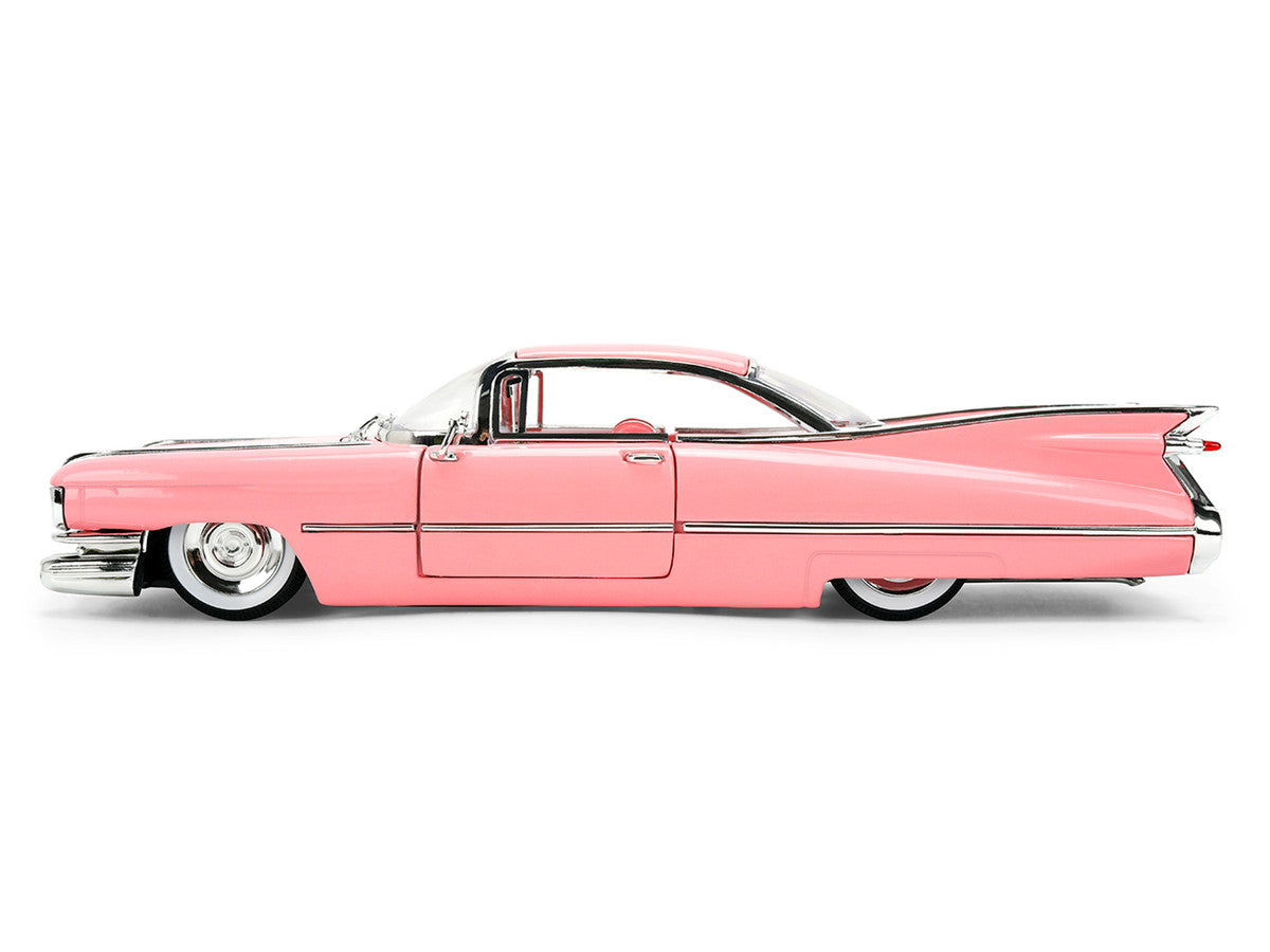 1959 Cadillac Coupe DeVille Pink with Pink and White Interior "Showroom Floor" Series 1/24 Diecast Model Car by Jada-0