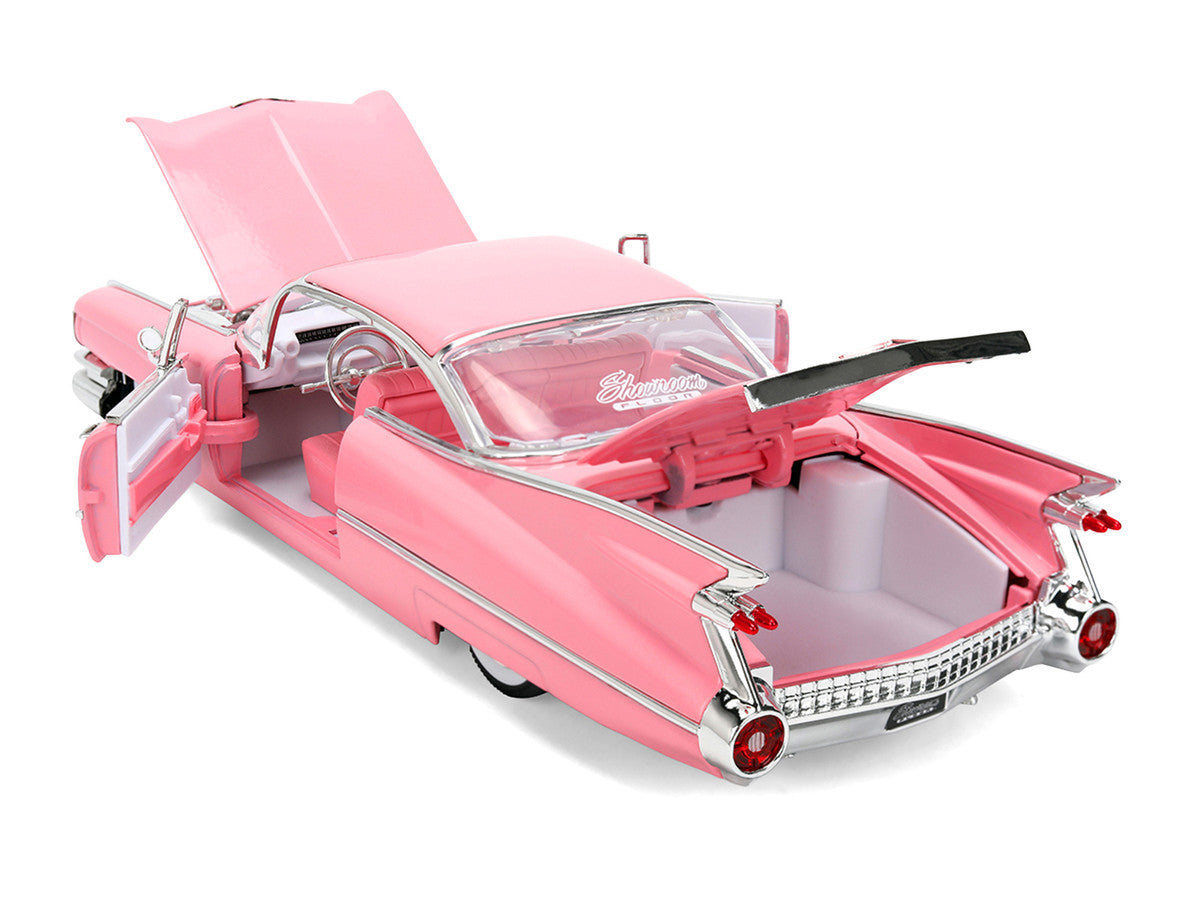 1959 Cadillac Coupe DeVille Pink with Pink and White Interior "Showroom Floor" Series 1/24 Diecast Model Car by Jada-2