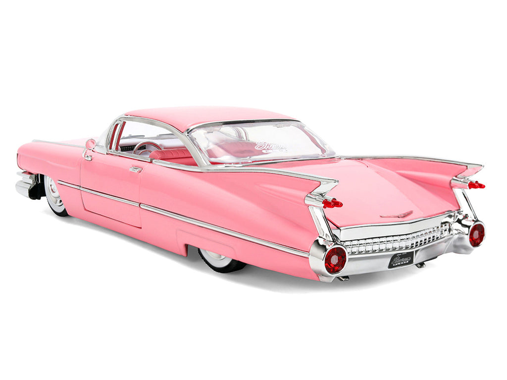 1959 Cadillac Coupe DeVille Pink with Pink and White Interior "Showroom Floor" Series 1/24 Diecast Model Car by Jada-1