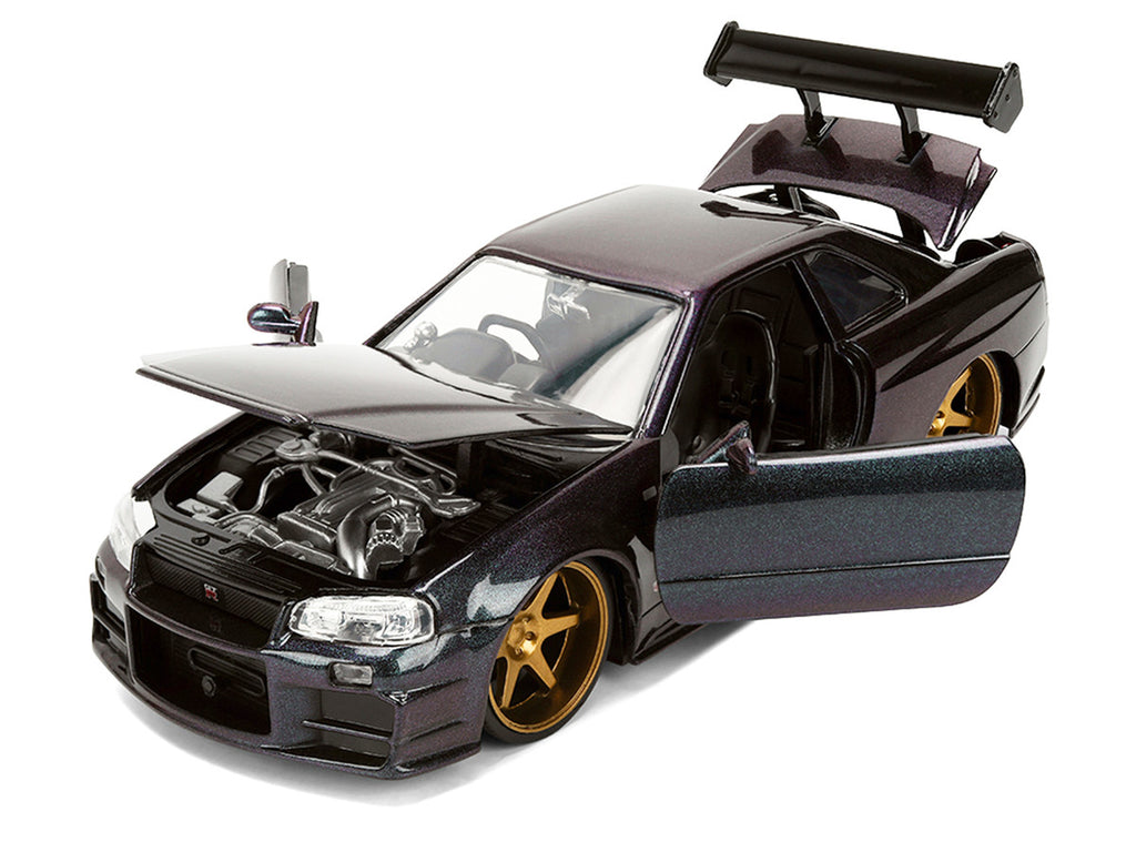 1999 Nissan Skyline GT-R (R34) RHD (Right Hand Drive) Magic Purple Metallic "JDM Tuners" Series 1/24 Diecast Car Model by Jada-1