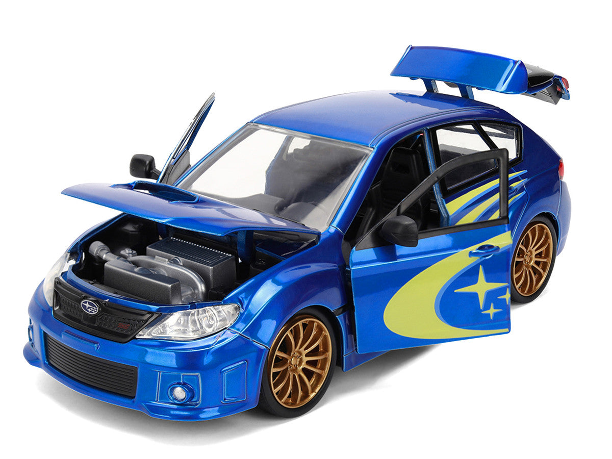 2012 Subaru Impreza WRX STI Blue Metallic with Yellow Graphics "JDM Tuners" Series 1/24 Diecast Car Model by Jada-1
