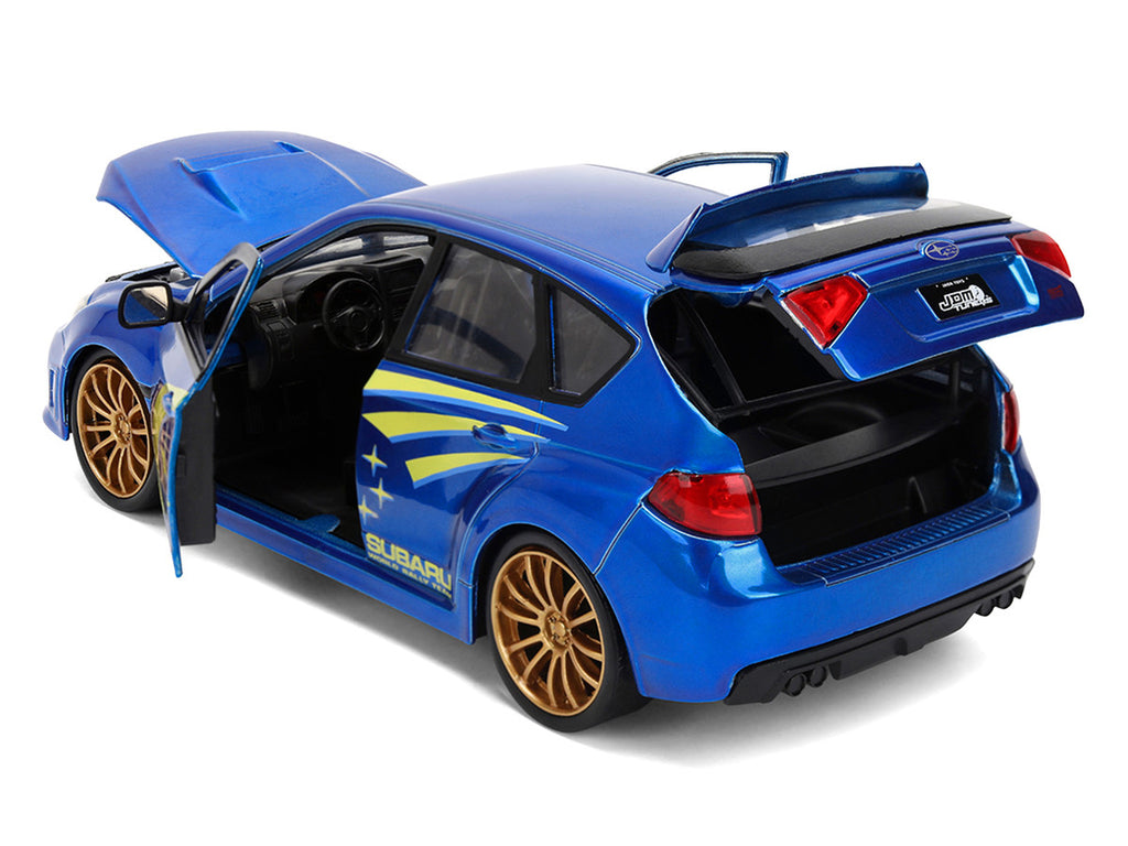 2012 Subaru Impreza WRX STI Blue Metallic with Yellow Graphics "JDM Tuners" Series 1/24 Diecast Car Model by Jada-3