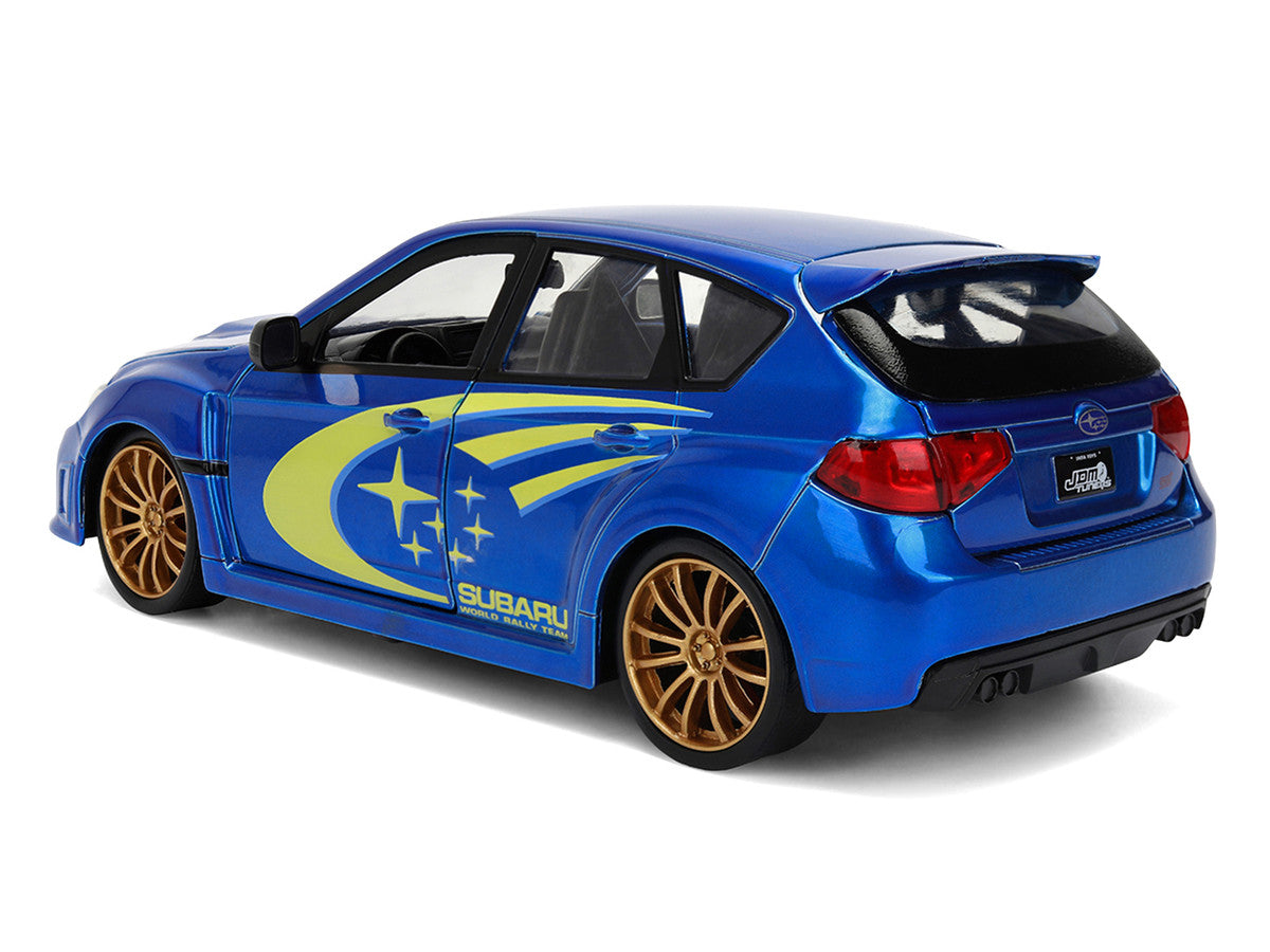2012 Subaru Impreza WRX STI Blue Metallic with Yellow Graphics "JDM Tuners" Series 1/24 Diecast Car Model by Jada-4