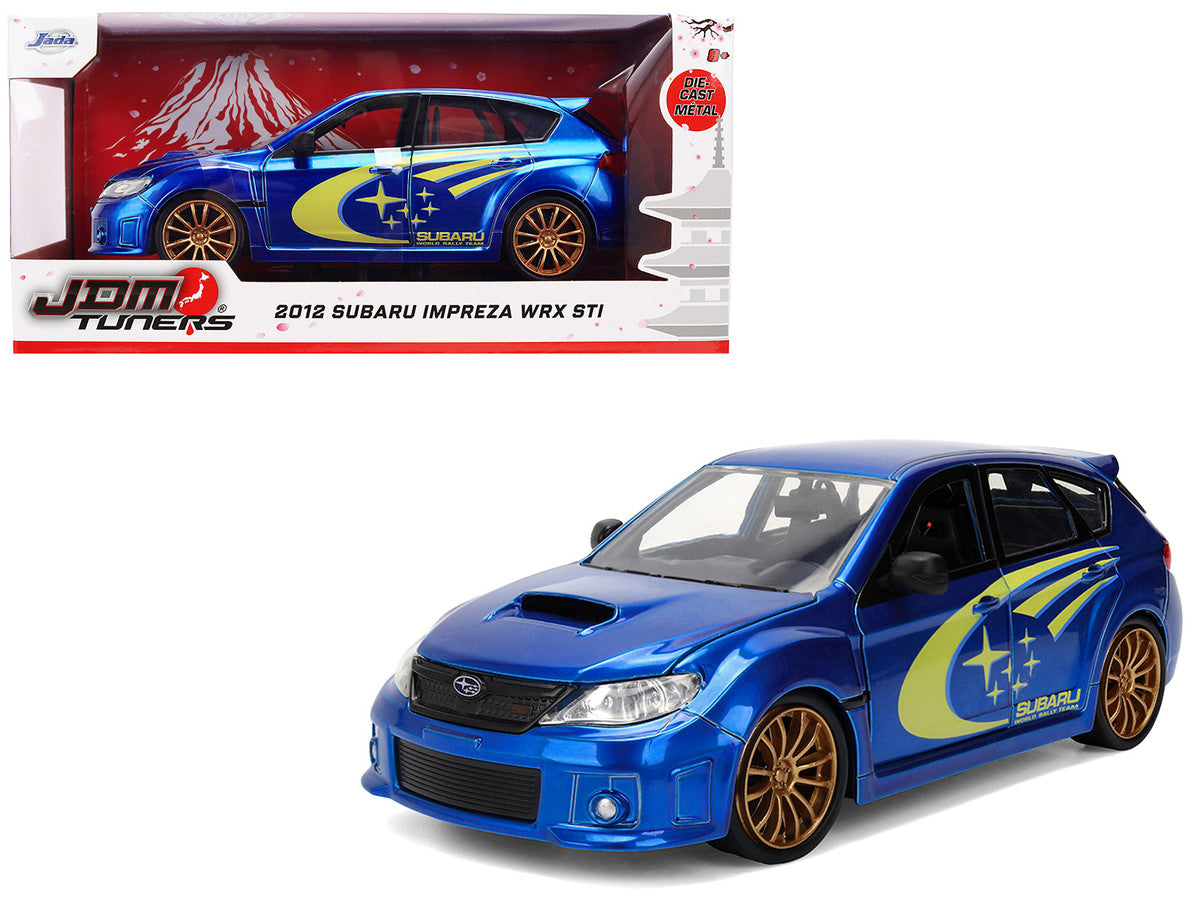 2012 Subaru Impreza WRX STI Blue Metallic with Yellow Graphics "JDM Tuners" Series 1/24 Diecast Car Model by Jada-0