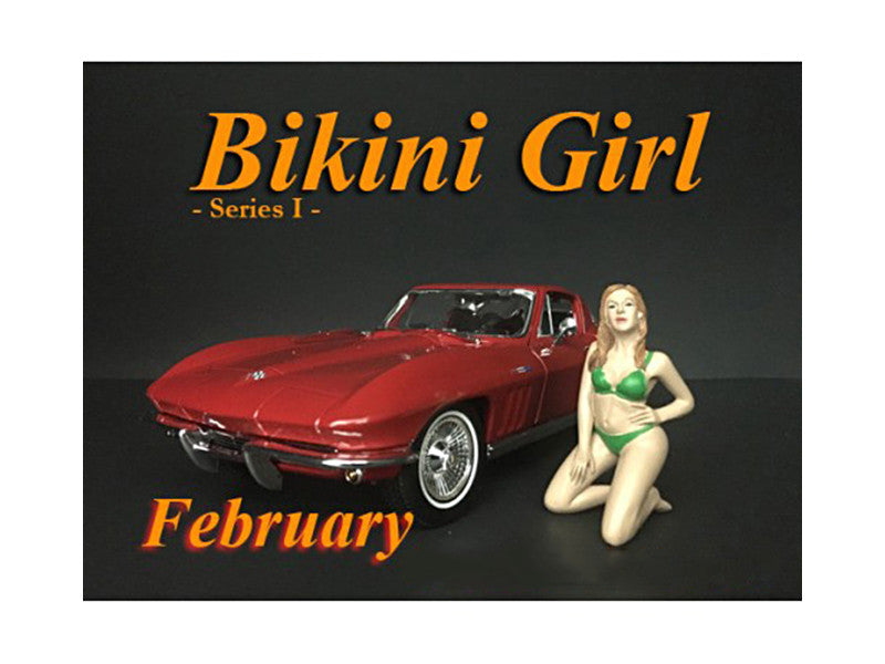February Bikini Calendar Girl Figurine for 1/24 Scale Models by American Diorama-0