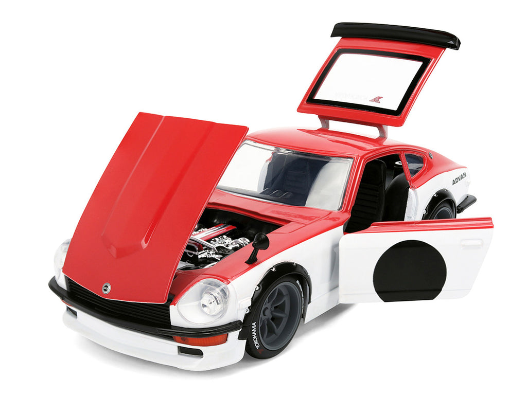 1972 Datsun 240Z Red and White "JDM Tuners" Series 1/24 Diecast Car Model by Jada-1