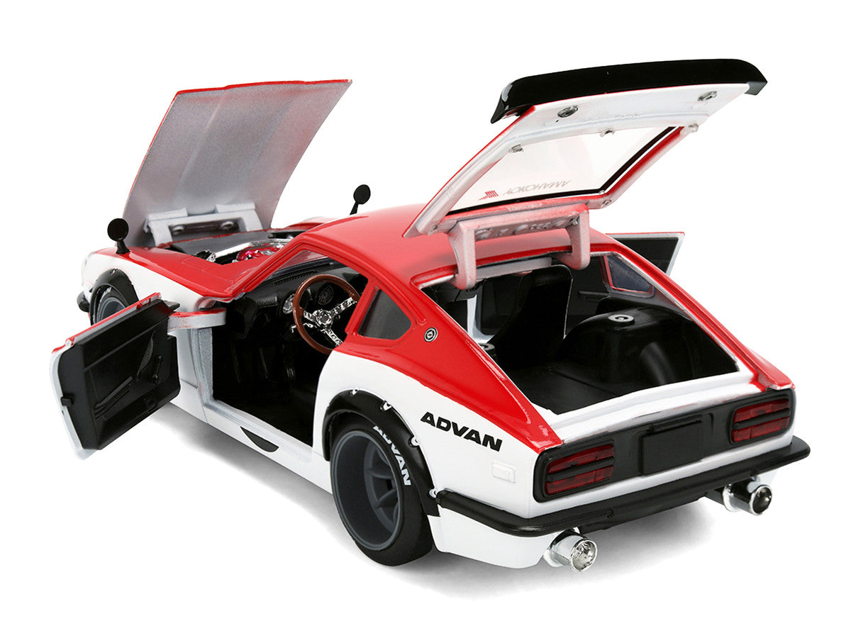 1972 Datsun 240Z Red and White "JDM Tuners" Series 1/24 Diecast Car Model by Jada-3