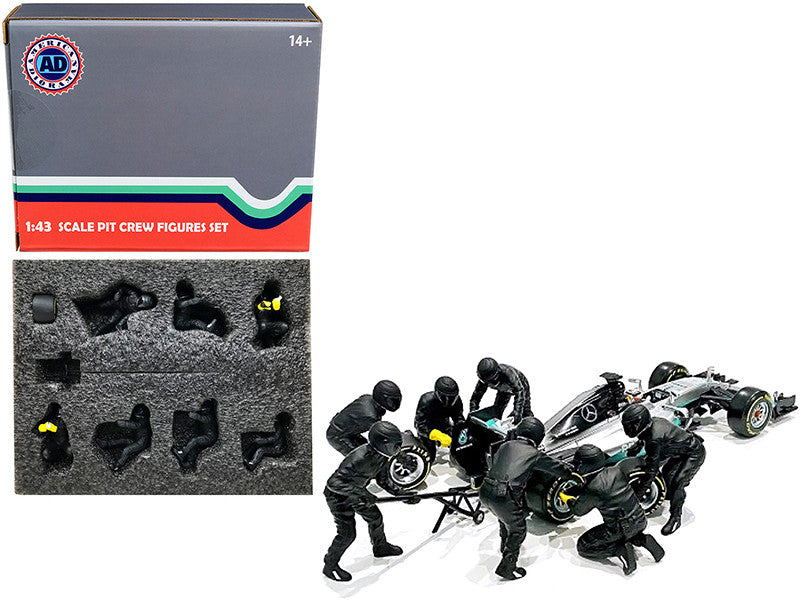 Formula One F1 Pit Crew 7 Figurine Set Team Black Release II for 1/43 Scale Models by American Diorama-0