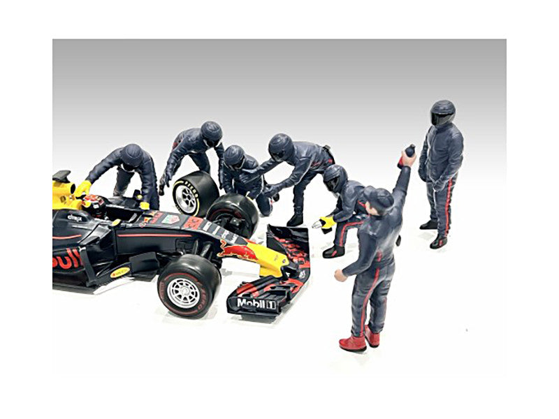 Formula One F1 Pit Crew 7 Figure Set Team Blue Release III for 1/18 Scale Models by American Diorama-2