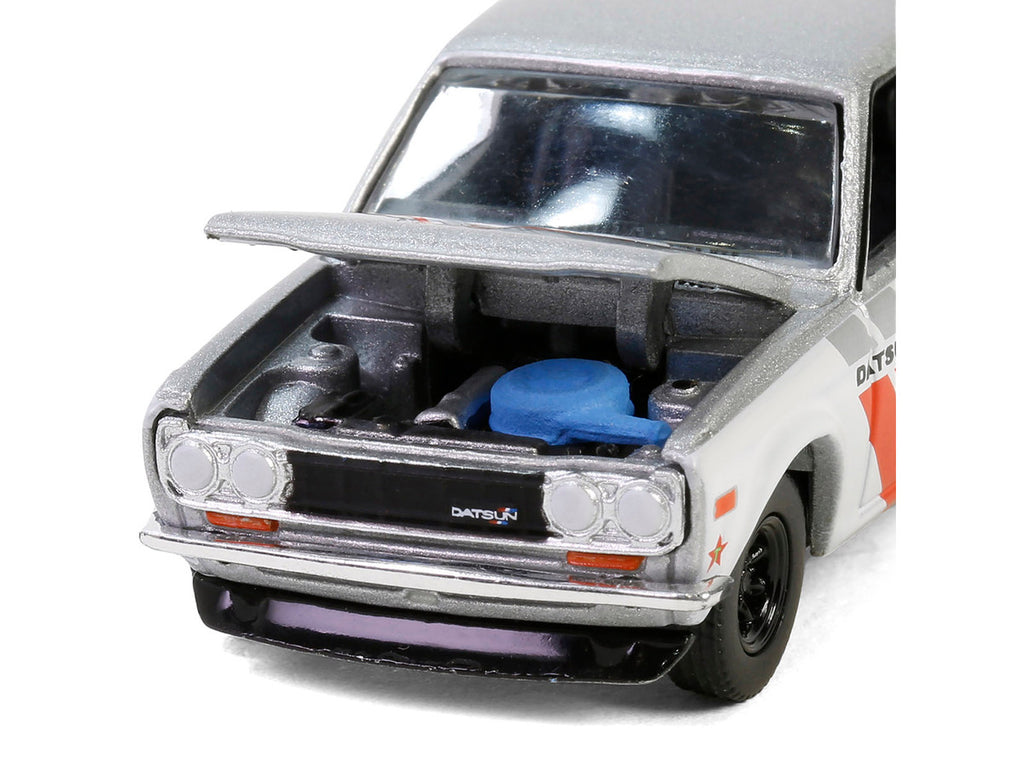 1970 Nissan Datsun 510 #28 "Texaco" Silver Metallic and White with Red Stripes "Texaco Special Edition" Series 1 1/64 Diecast Model Car by Greenlight-2