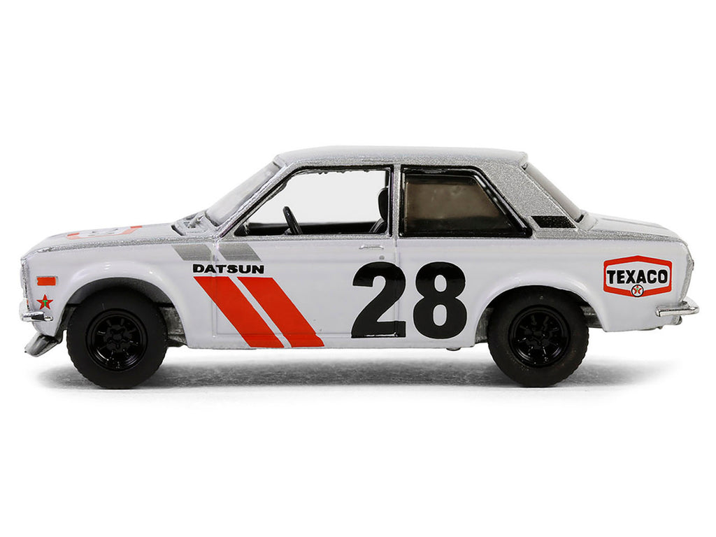 1970 Nissan Datsun 510 #28 "Texaco" Silver Metallic and White with Red Stripes "Texaco Special Edition" Series 1 1/64 Diecast Model Car by Greenlight-0