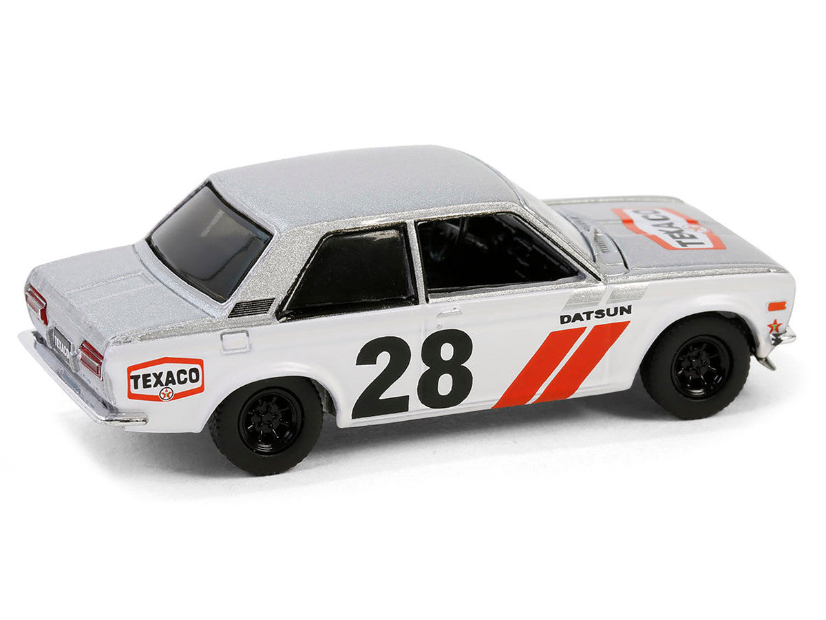 1970 Nissan Datsun 510 #28 "Texaco" Silver Metallic and White with Red Stripes "Texaco Special Edition" Series 1 1/64 Diecast Model Car by Greenlight-1