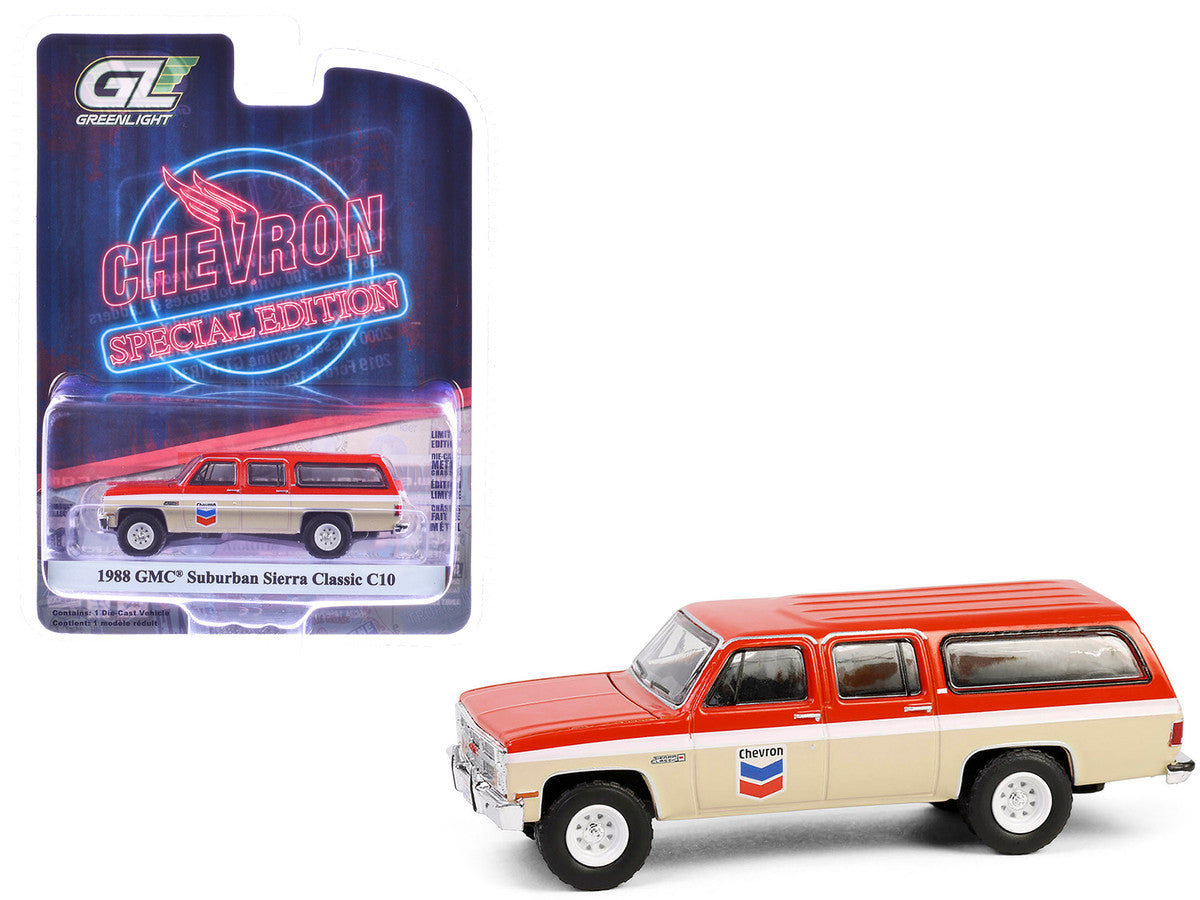 1988 GMC Suburban Sierra Classic C10 "Chevron" Orange and Beige with White Stripes "Chevron Special Edition" Series 1 1/64 Diecast Model Car by Greenlight-4