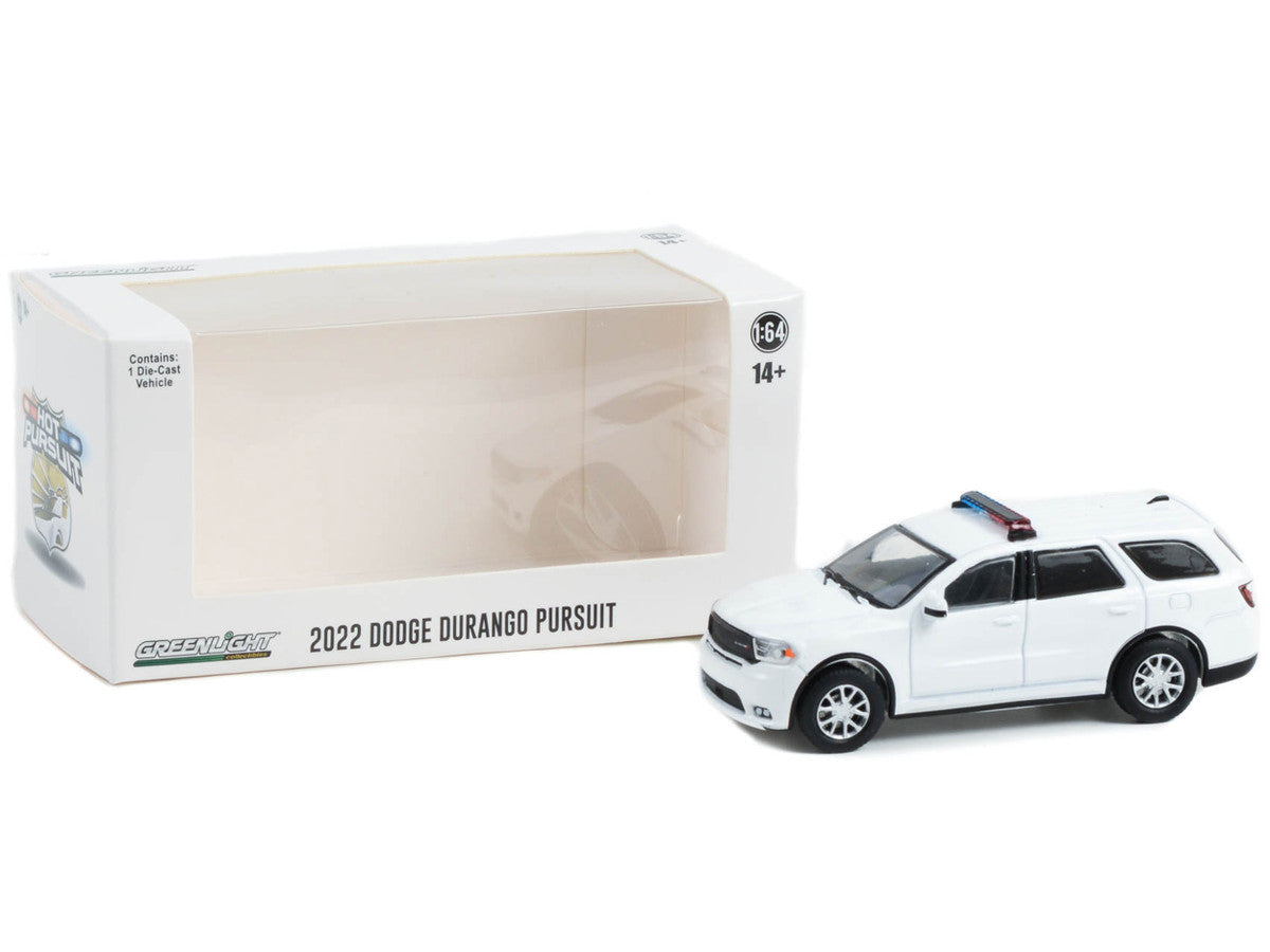 2022 Dodge Durango Pursuit Police Car with Lights White "Hot Pursuit" "Hobby Exclusive" Series 1/64 Diecast Model Car by Greenlight-2