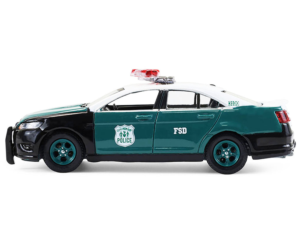 2014 Ford Taurus "New York Police Department (NYPD) Vintage Tribute Livery" Green and Black with White Top "Hot Pursuit" Series 47 1/64 Diecast Model Car by Greenlight-0