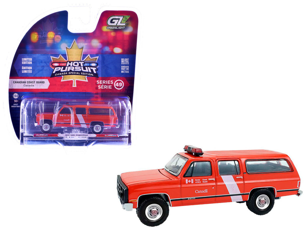 1991 GMC Suburban "Canada Coast Guard" Red with White Stripes "Hot Pursuit - Canada Special Edition" Series 1/64 Diecast Model Car by Greenlight-3