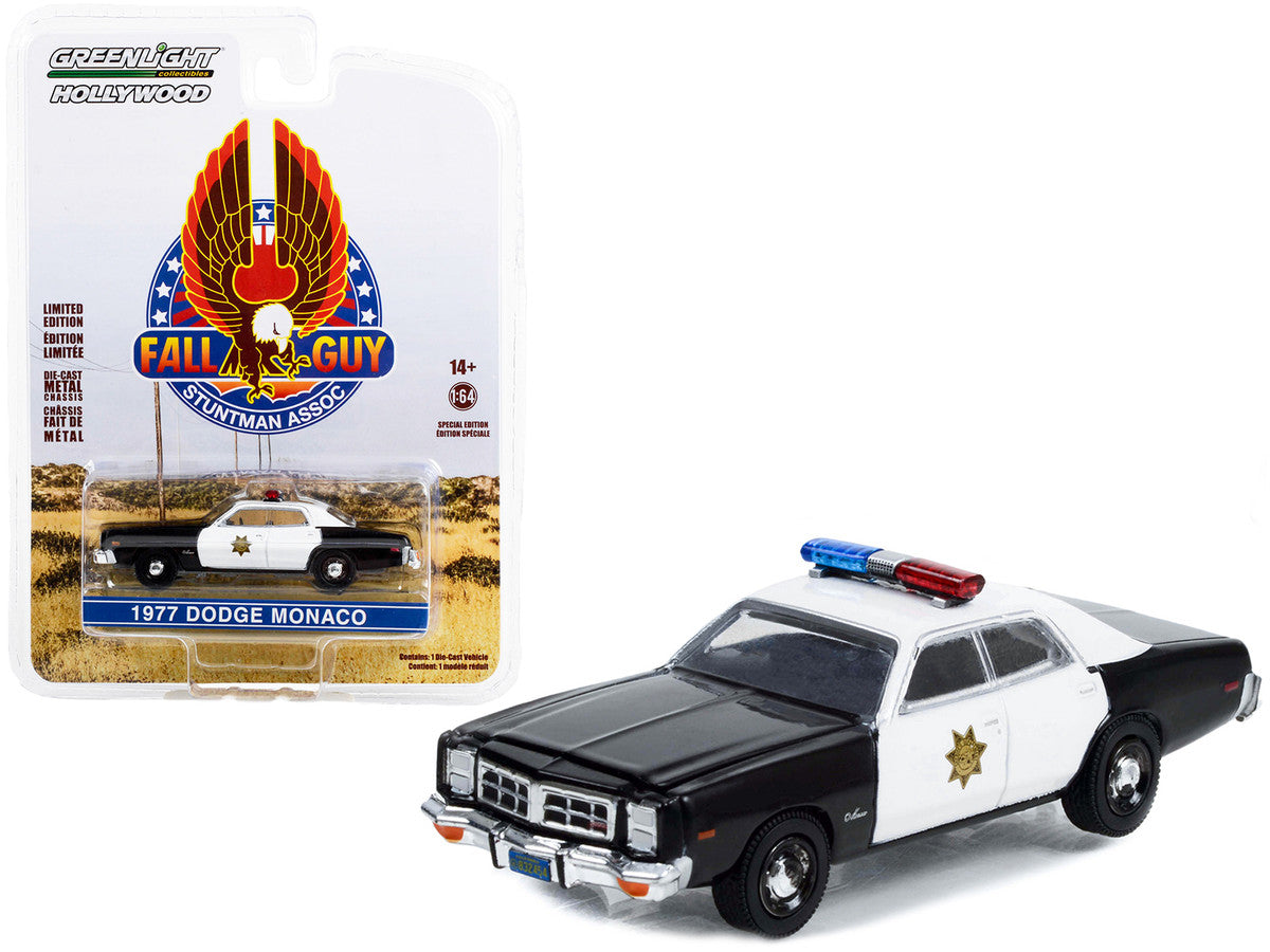 1977 Dodge Monaco Police Black and White "County Sheriff's Department" "Fall Guy Stuntman Association" Hollywood Special Edition 1/64 Diecast Model Car by Greenlight-0