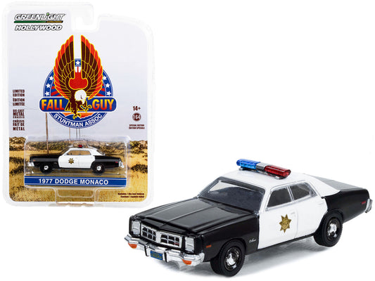 1977 Dodge Monaco Police Black and White "County Sheriff's Department" "Fall Guy Stuntman Association" Hollywood Special Edition 1/64 Diecast Model Car by Greenlight-0