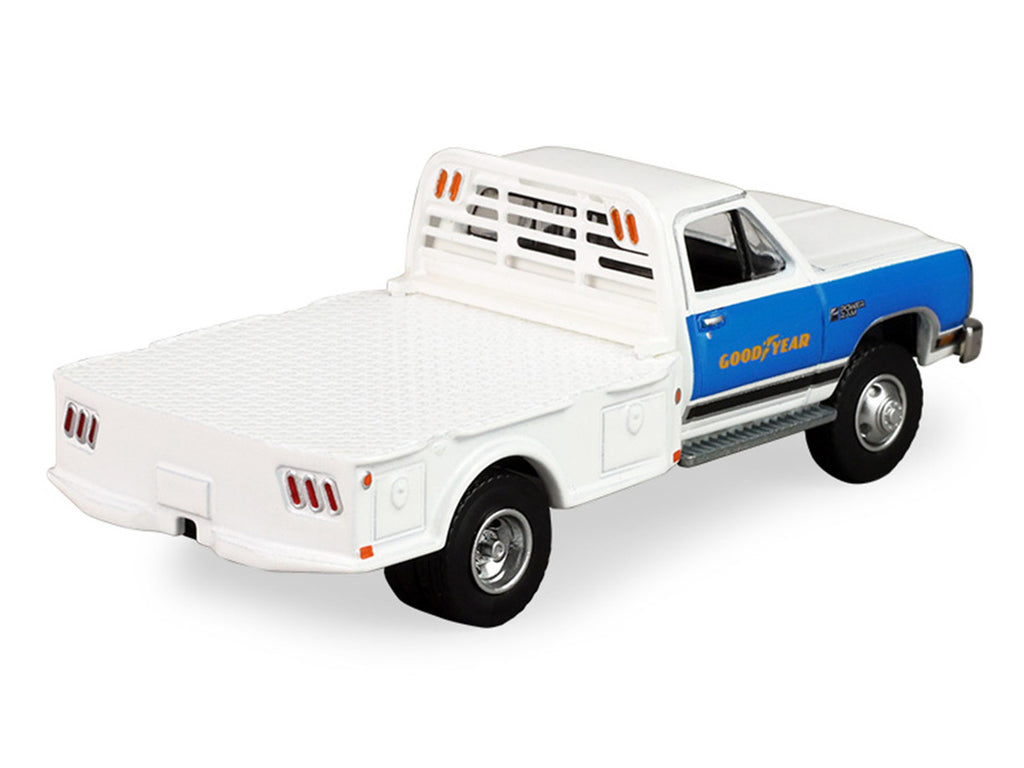 1981 Dodge Ram W350 Power Ram Dually Flatbed Truck "Goodyear" White with Blue Sides "Dually Drivers" Series 17 1/64 Diecast Model Car by Greenlight-2