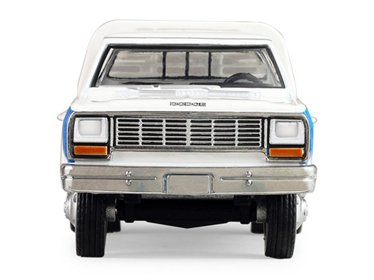1981 Dodge Ram W350 Power Ram Dually Flatbed Truck "Goodyear" White with Blue Sides "Dually Drivers" Series 17 1/64 Diecast Model Car by Greenlight-0