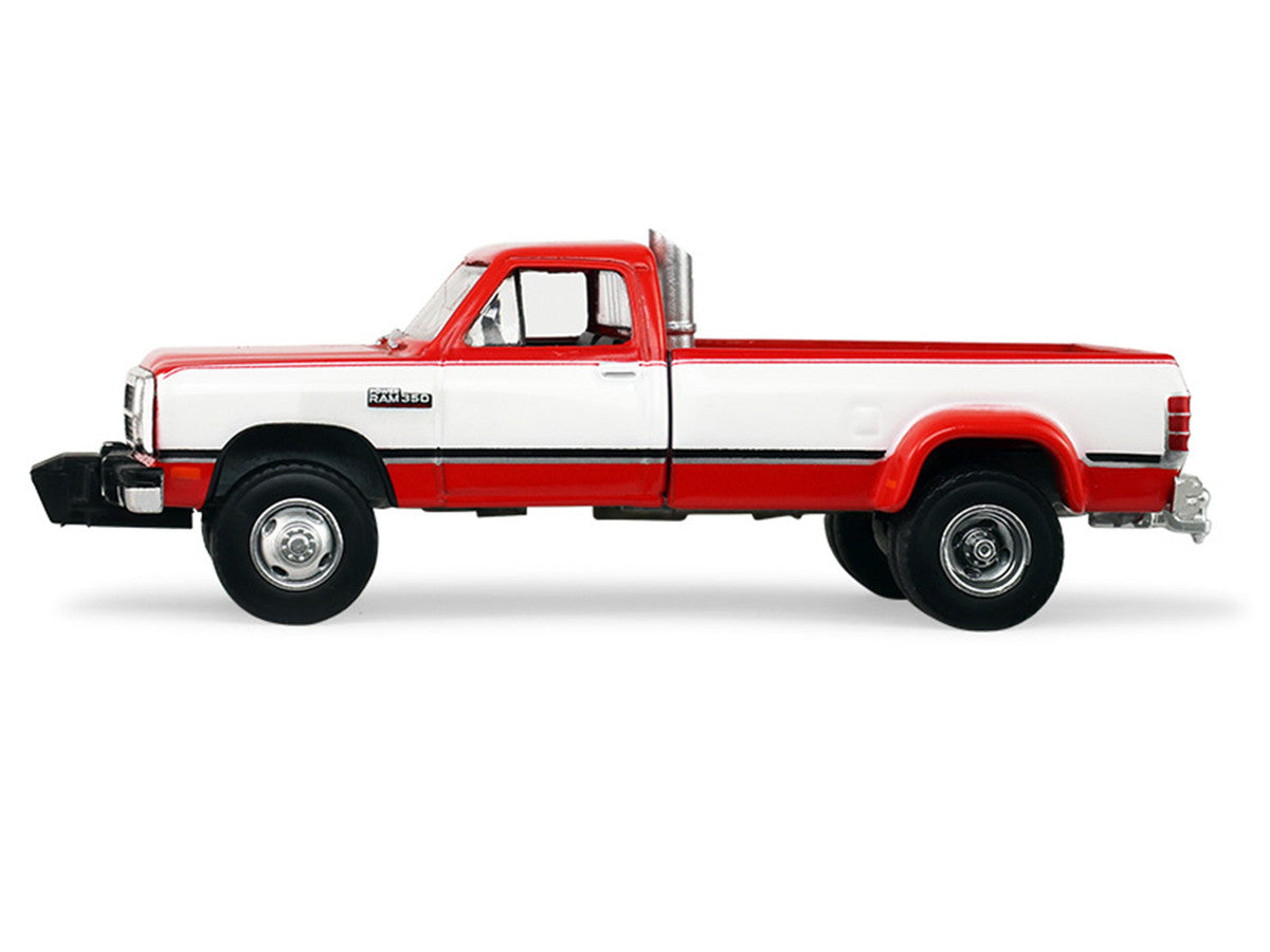 1993 Dodge Ram D350 Dually Red and White with Exhaust with Bumper Weights "Dually Drivers" Series 17 1/64 Diecast Model Car by Greenlight-0