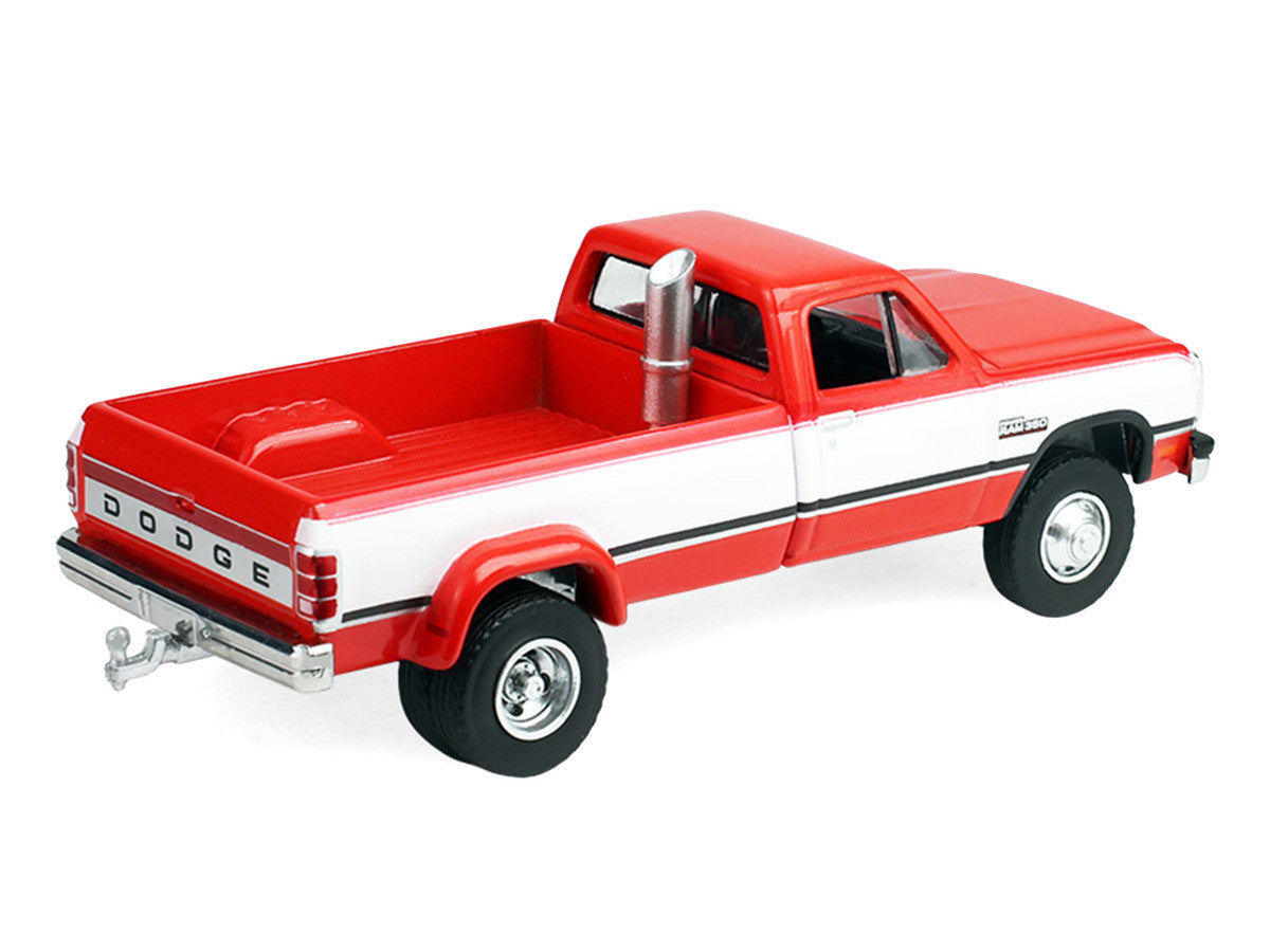 1993 Dodge Ram D350 Dually Red and White with Exhaust with Bumper Weights "Dually Drivers" Series 17 1/64 Diecast Model Car by Greenlight-1