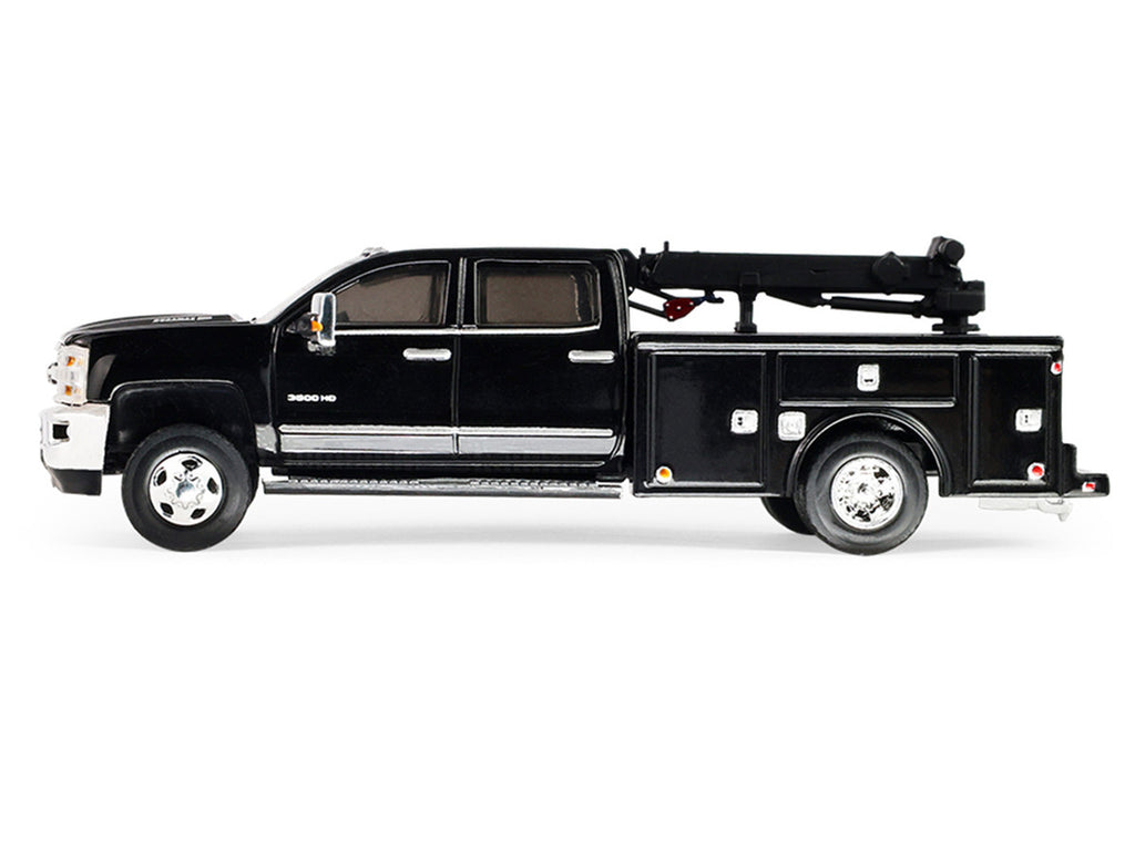 2016 Chevrolet Silverado 3500 Dually Crane Truck Black "Dually Drivers" Series 17 1/64 Diecast Model Car by Greenlight-0