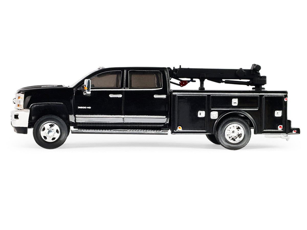 2016 Chevrolet Silverado 3500 Dually Crane Truck Black "Dually Drivers" Series 17 1/64 Diecast Model Car by Greenlight-0