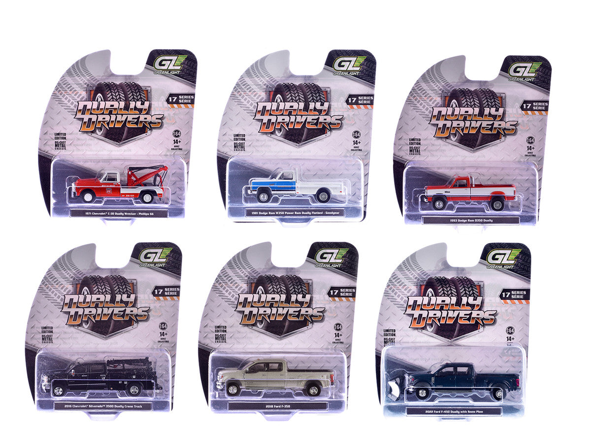 "Dually Drivers" Series 17 Set of 6 pieces 1/64 Diecast Model Cars by Greenlight-0