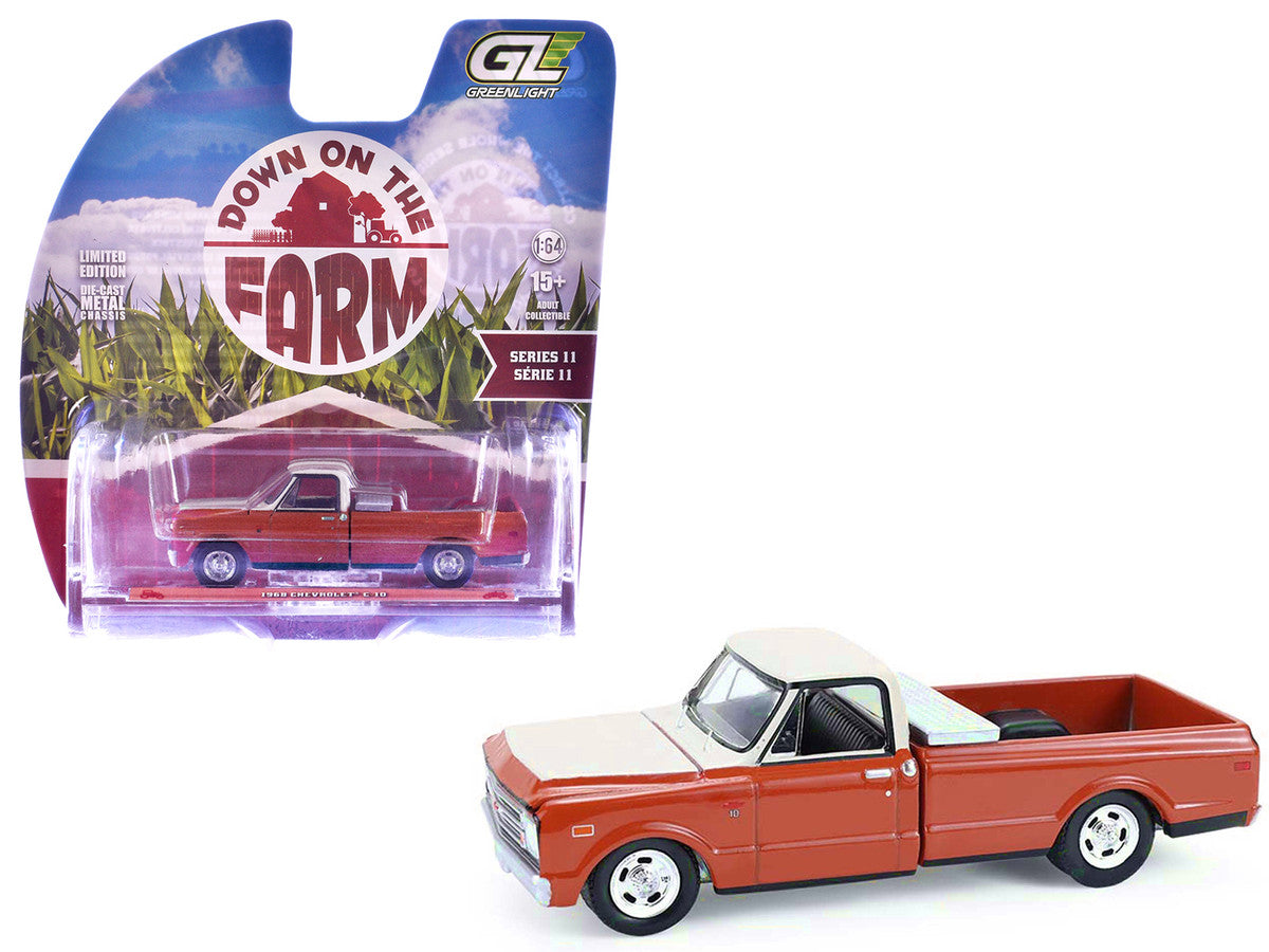 1968 Chevrolet C-10 Pickup Truck with Toolbox Orange and Beige "Down on the Farm" Series 11 1/64 Diecast Model by Greenlight-4