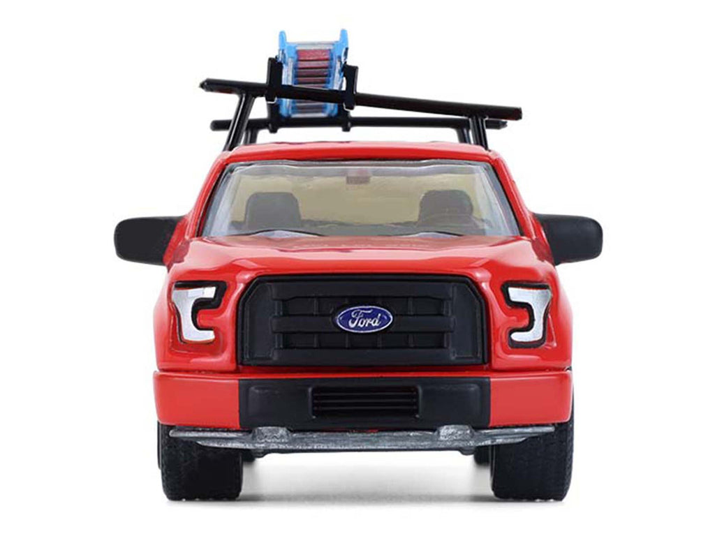 2015 Ford F-150 Pickup Truck with Ladder Rack Red with Black Stripes "Down on the Farm" Series 11 1/64 Diecast Model by Greenlight-3