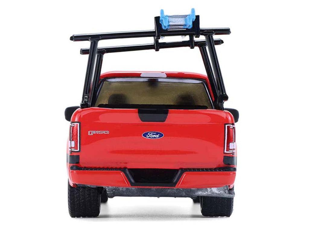 2015 Ford F-150 Pickup Truck with Ladder Rack Red with Black Stripes "Down on the Farm" Series 11 1/64 Diecast Model by Greenlight-4