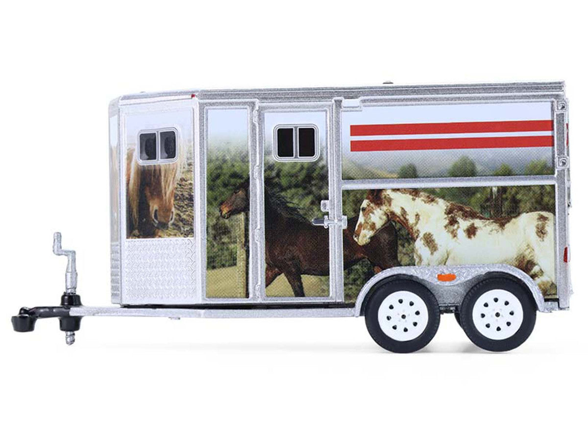 Horse Trailer Silver with Custom Horse Wrap "Down on the Farm" Series 11 1/64 Diecast Model by Greenlight-2