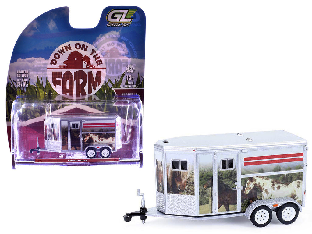 Horse Trailer Silver with Custom Horse Wrap "Down on the Farm" Series 11 1/64 Diecast Model by Greenlight-4