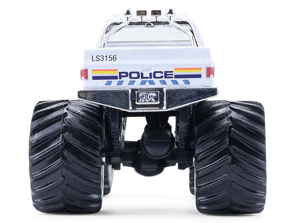 1986 Chevrolet Silverado Monster Truck "Royal Canadian Mounted Police" White with Stripes "Kings of Crunch - Hot Pursuit" Special Edition 1/64 Diecast Model Car by Greenlight-0