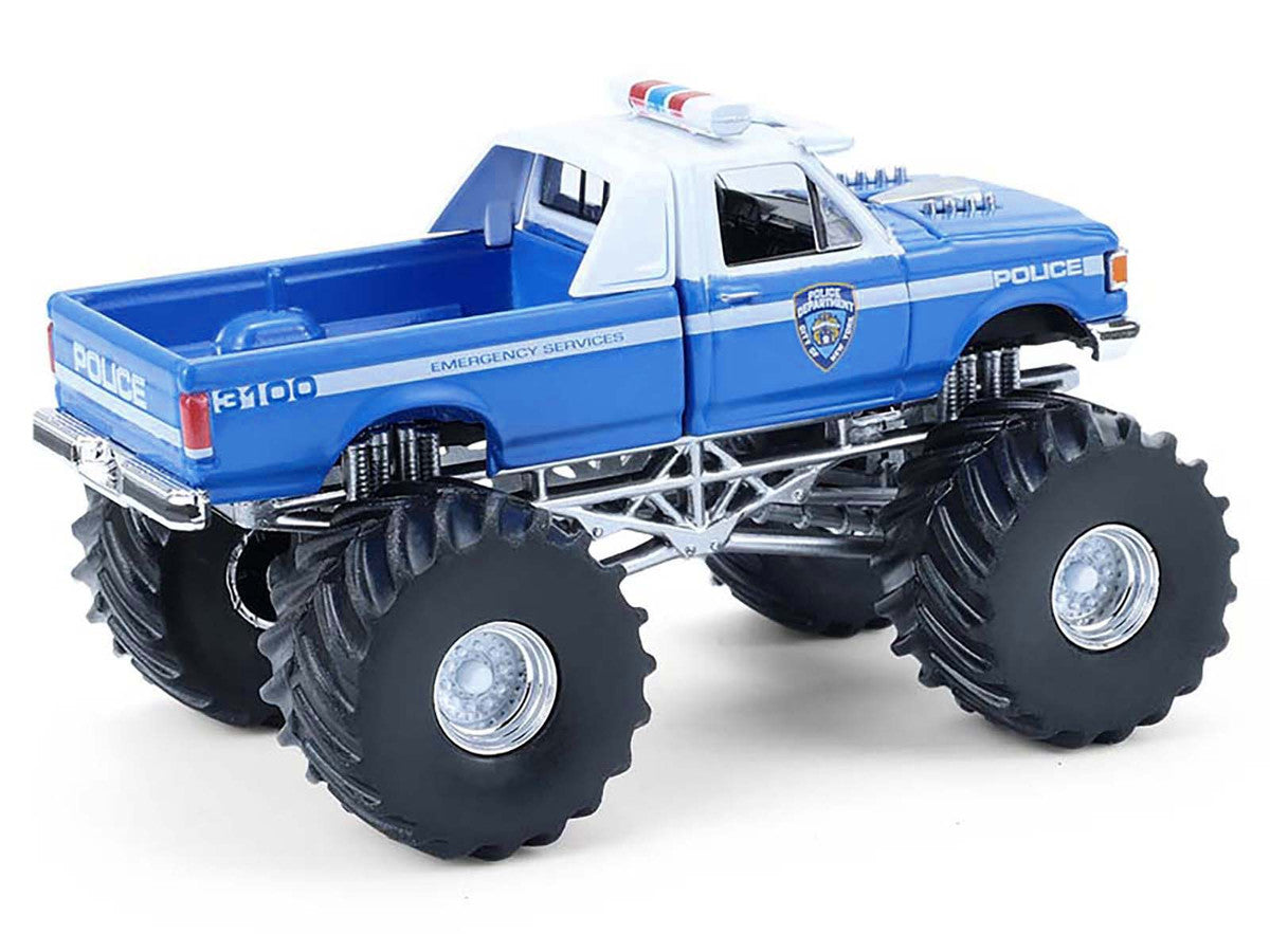 1990 Ford F-350 Monster Truck "NYPD (New York Police Department)" Blue with White Top "Kings of Crunch - Hot Pursuit" Special Edition 1/64 Diecast Model Car by Greenlight-2