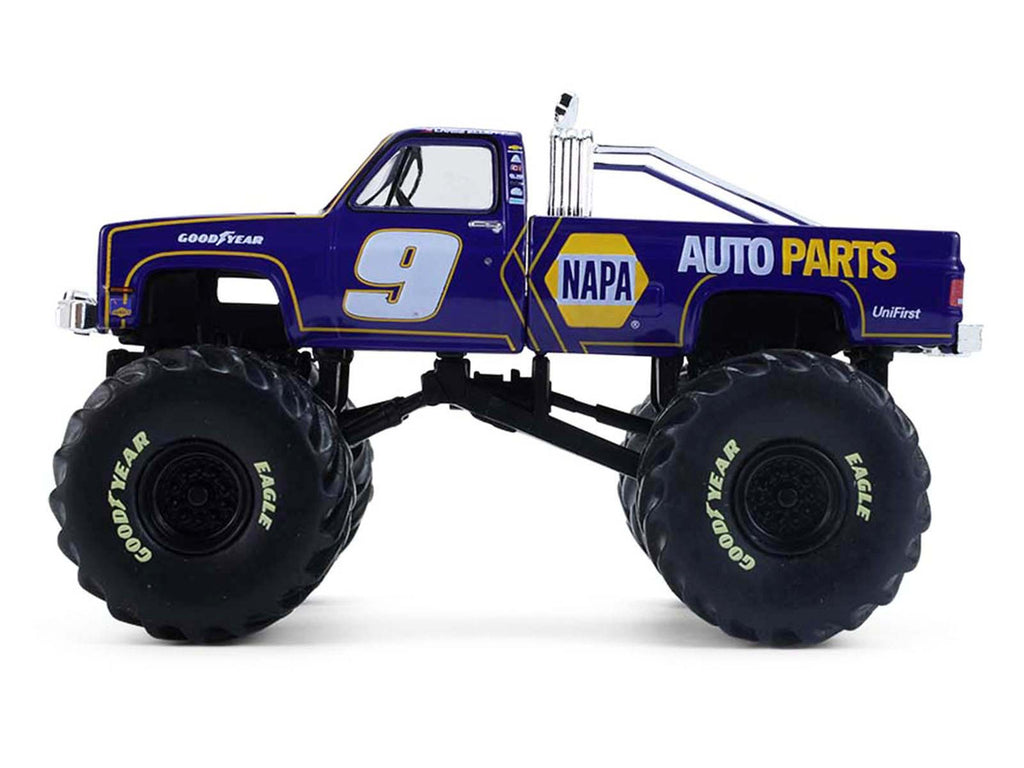 1984 Chevrolet C20 Monster Truck #9 "NAPA" Blue with Graphics "Kings of Crunch - Hendrick Motorsports Tribute" Special Edition 1/64 Diecast Model Car by Greenlight-3