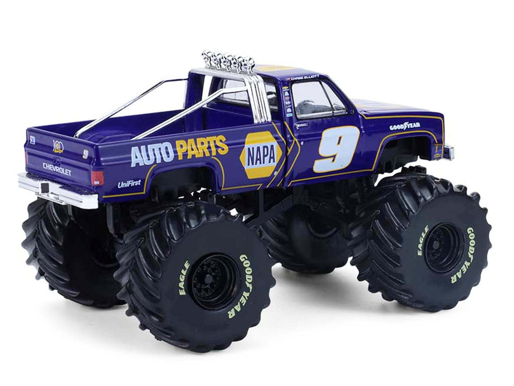 1984 Chevrolet C20 Monster Truck #9 "NAPA" Blue with Graphics "Kings of Crunch - Hendrick Motorsports Tribute" Special Edition 1/64 Diecast Model Car by Greenlight-2