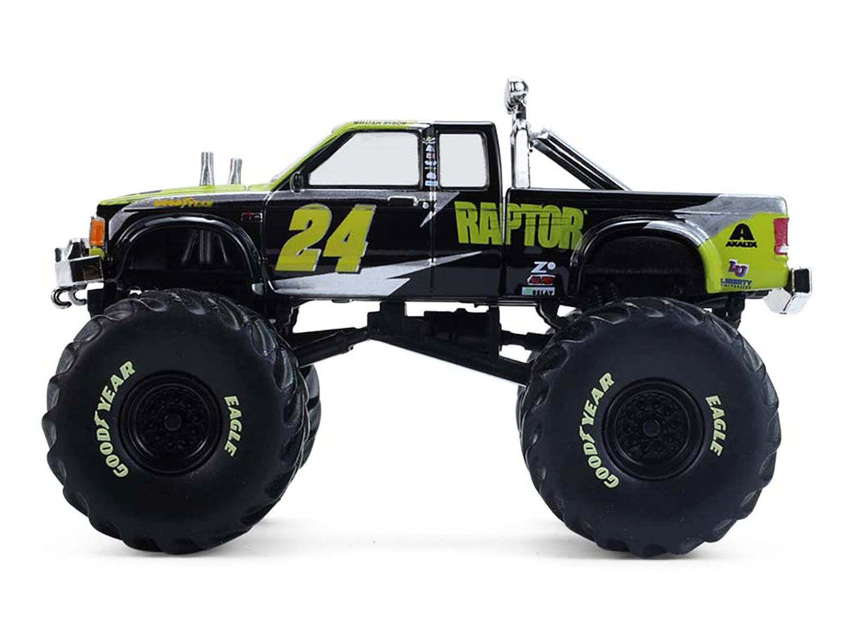 1986 Chevrolet S10 Monster Truck #24 "Raptor" Black and Green with Graphics "Kings of Crunch - Hendrick Motorsports Tribute" Special Edition 1/64 Diecast Model Car by Greenlight-1