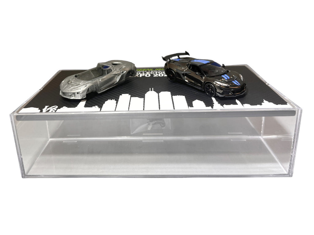 2025 Chevrolet Corvette C8 ZR1 Black with Blue Stripes with Raw Casting Dual Pack "2025 Greenlight Waltersons Collector's Expo Exclusive" 1/64 Diecast Model Car by Greenlight-1