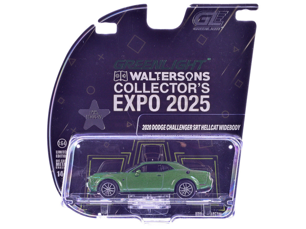 2020 Dodge Challenger SRT Hellcat Widebody F8 Green Metallic with Black Indiana Stripes "2025 Greenlight Waltersons Collector's Expo Exclusive" 1/64 Diecast Model Car by Greenlight-1