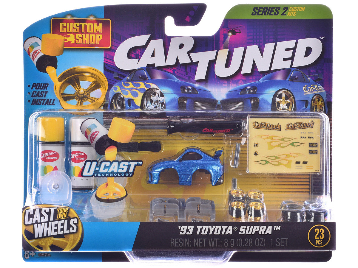 1987 Toyota SR5 Pickup Truck White and 1993 Toyota Supra Blue "Custom Shop" 2 Car Set Diecast Model Cars by CarTuned-1