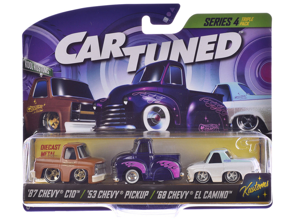 "Kustoms" Series 4 Chevrolet Triple Pack Set of 3 Cars Diecast Model Cars by CarTuned-1