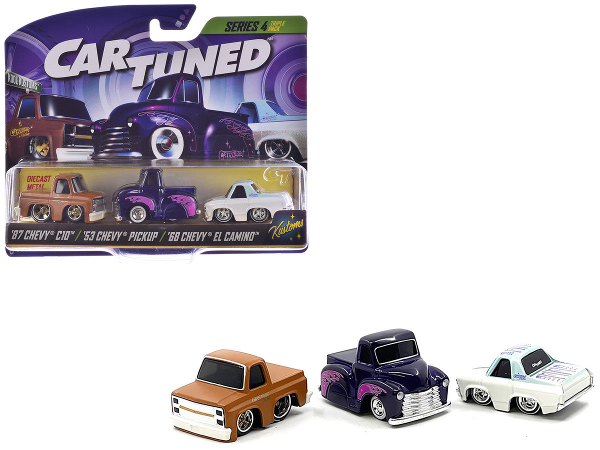 "Kustoms" Series 4 Chevrolet Triple Pack Set of 3 Cars Diecast Model Cars by CarTuned-2
